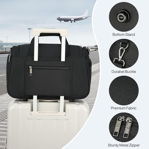 Foldable Underseat Carry On Luggage Bags for Travel Lightweight Overnight Weekender Bag for Women Men Travel Tote Bag (Black) in Kuwait
