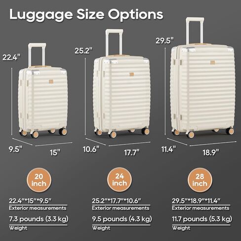 Joyway Carry on Luggage Airline Approved with Spinner Wheels, 20 Inch Lightweight Hard Shell Carry-on Suitcase with Tsa Lock, Suitable for Trave Women and Men, White in Saudi Arabia