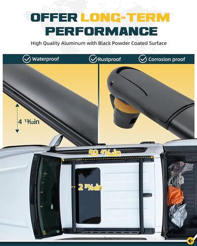 260 LBS Roof Rack Cross Bars Kit Fit for 2024 2025 Toyota Tacoma Double Cab Cargo Bars Luggage Carrier for Storage Bag Bike Kayak Snowboard Rooftop Accessories in Kuwait