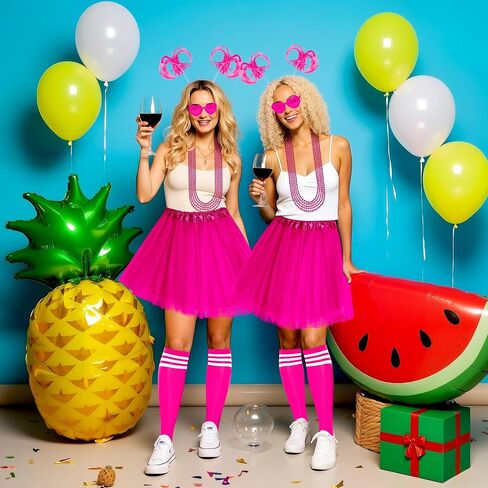 Tutu Costume Accessories Set Tulle Tutu Skirt 4 Layered Tutu Wear Pom Pom Headband with Heart Glasses Necklace and Tube Socks in Saudi Arabia