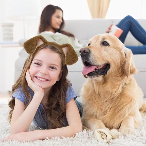 Beviliu Dog Ears Golden Movable, Realistic Animals Ears Headband Brown, Fluffy Cat Bunny Bear Costume Halloween Christmas for Washing Makeup Cosplay Birthday Party in Saudi Arabia