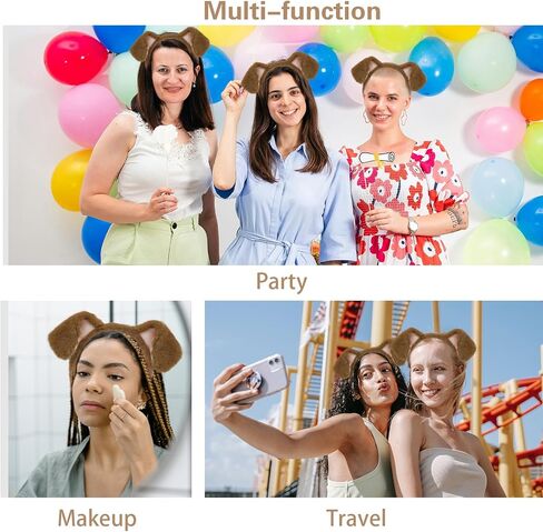 Beviliu Dog Ears Golden Movable, Realistic Animals Ears Headband Brown, Fluffy Cat Bunny Bear Costume Halloween Christmas for Washing Makeup Cosplay Birthday Party in Saudi Arabia