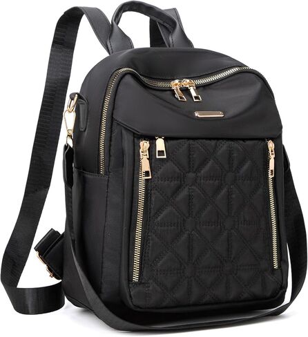 Mini Nylon Women Backpacks,Small Ladies backpacks Lightweight Shoulder Satchel Bag Tote Handbag Casual Travel Daypack (Khaqi) in Saudi Arabia