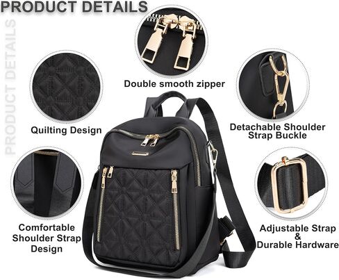 Mini Nylon Women Backpacks,Small Ladies backpacks Lightweight Shoulder Satchel Bag Tote Handbag Casual Travel Daypack (Khaqi) in Saudi Arabia