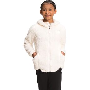 THE NORTH FACE Girls' Suave Oso Fleece Full-Zip Hooded Jacket, Gardenia White 1, X-Large