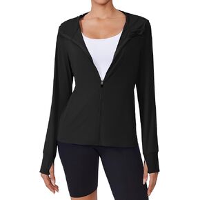 PINSPARK Women's UPF 50+ Sun Protection Hoodie Jacket Lightweight Full Zip Athletic Jacket Long Sleeve Shirt with Pockets