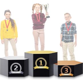 Cardboard Podium 76" W x 26" H People Winners Stand in Life Size Cardboard First Second Third Place Cardboard Cutout Standup for Party Decorations Display Event Backdrops Photo Booth Props