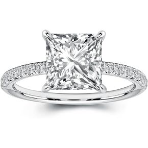 2.0CT Elegant Princess Cut Engagement Ring,18K White Gold Plated 925 Sterling Silver Promise Ring for Women