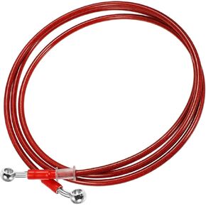 230cm 90.55" Length 10mm ID Motorcycle Hydraulic Brake Line Oil Hose Pipe 28° 0° Stainless Steel Braided Cable for ATV Motocross Sport Bikes Red Replacement
