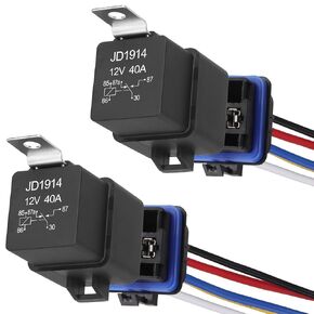 5 Pack Waterproof Relay Kit, 12V 40A, 5 Pin SPDT, Heavy Duty 14 AWG Tinned Copper Wires Automotive Relay and Harness Set for Automotive Car Marine Boat (5)