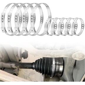 10PCS CV Boot Clamp Kit Include 5PCS Small and 5PCS Large Hose Clamps,Adjustable Hose Clamps Stainless Steel,Universal Pipe Clamps for Fasten Steering Dust Covers and Fuel Hoses