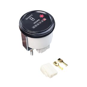 AC/DC 12-36V Quartz Hour Meter, Round Hour Meter Gauge Tester with Connecting Terminals, Boat Marine Hour Meter for Auto ATV UTV Snowmobile Lawn Tractors Generators