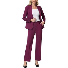 بدلات Lamgool Women's Suits 2 Piece Blazer Set Peak Lapel One Button Business Formits for Work Professional