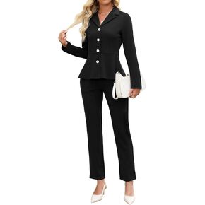 Women's Business Pant Suits Dressy Casual Long Sleeve 2 Piece Blazer Set for Office Work Outfits 2025