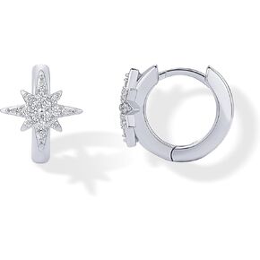 PAVOI 14K Gold Plated Sterling Silver Posts Small Huggie Hoop Earrings for Women - Trendy Celestial North Star, Butterfly, Heart Hoop Earrings - Cubic Zirconia Cute Gold Motif Jewelry