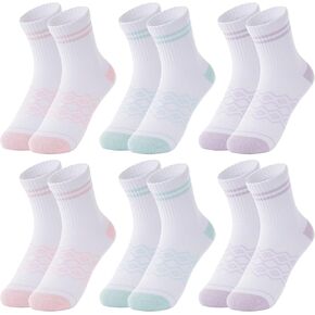 Women Cushioned Crew Socks Athletic Lightweight Comfy Breathable Sports Socks 6 Pairs