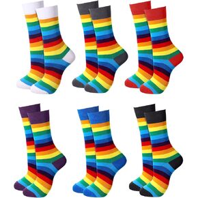 Bencailor 6 Pairs Gay Socks Striped Rainbow Striped LGBT Socks Novelty Casual Athletic Multicolored Unisex Matching