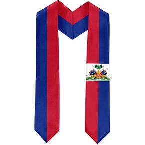 Haiti Flag Graduation Sash Satin Scarf 72" Stole for Abroad Student International Study Class