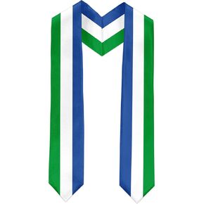 Sierra Leone Flag Graduation Sash Satin Scarf 72" Stole for Abroad Student International Study Class