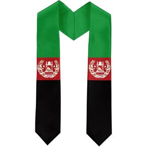 Afghanistan Flag International Graduate Satin Stole Scarf with National Flag Design 72" Graduation Sash