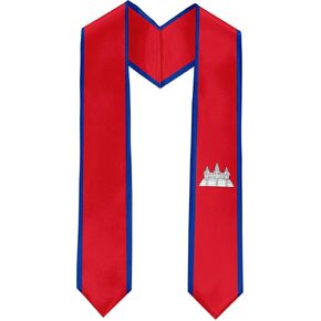 Cambodia Flag Graduation Sash Satin Scarf 72" Stole for Abroad Student International Study Class