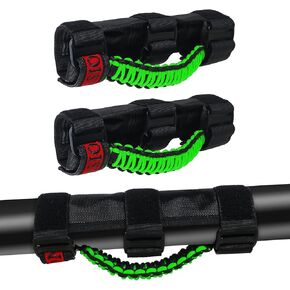 Grab Bandles Roll Bar Pack من 2 ، لمقبض RZR للركاب ، مقبضات المقابض لـ Polaris Ranger ، من أجل Mule ، لـ Teryx ، لـ CFMoto ، لهوندا بايونير ، من أجل Can Am Sxs ، من أجل ATV Green Paracord Grips