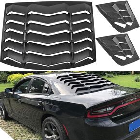 Rear+Side Window Louver Cover Compatible with 2011-2023 Dodge Charger in GT Lambo Style Custom Fit All Weather ABS Matte Black
