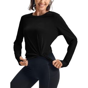 Rdruko Women's Sun Shirt Long Longe Upf 50+ UV Rash Guard Workout Outdoor Gym Tops with thumbholes