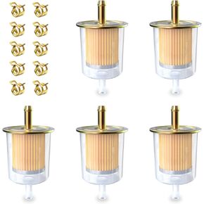 smseace 5pcs 3/8 inch inline fuel filter with 10pcs hose clamp for 3/8 inch fuel pipe used for motorcycles, car, trucks Universal Fuel Filters