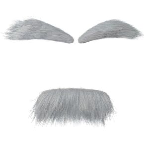 FR Self-Adhesive Fake Mustache and Eyebrows Combo | Natural Looking Fake Beard for Costume, Cosplay & Parties