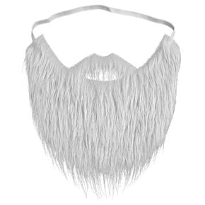 Fake Mustaches, Self-Adhesive Novelty Fake Beard, Sideburns False Facial Hair for Halloween Cosplay Costume and Festival Party - White (Suitable for children over 3 years old)