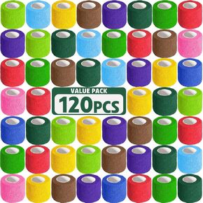 AZEN 120 Pack Self Adhesive Bandage Wrap Black, 2" X 5 Yards Black Athletic Tape, Vet Wrap, Ankle Tape, Cohesive Bandage Wrap