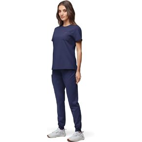 Women’s Base Crew 7-Pkt Jogger Scrub Set - Crew Neck Top & Jogger Pant - Athletic 360 Stretch, Eco-Friendly