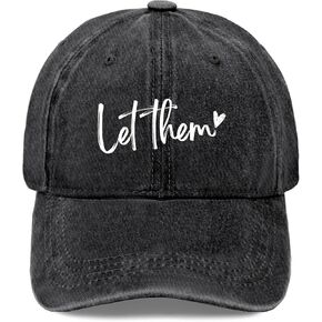 Let Them Funny Hats Funny Vintage Cotton Washed Baseball Caps Adjustable Dad Hat Crazy Black