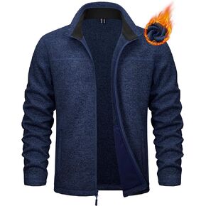 MAGCOMSEN Men's Full Zip Fleece Jackets Lightweight Winter Zip Up Jacket Warm Casual Work Sweatshirts with Zipper Pocket