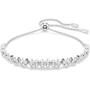 Swarovski Imber Tennis bracelet, Mixed round cuts, clear, Rhodium finish