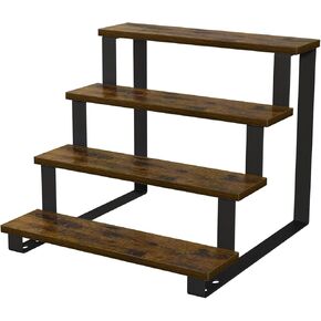 YINMIT Wooden Display Riser Stand, Tiered Perfume and Cologne Organizer Stand, 4 Tier Spice Rack Organizer, Rustic Display Shelf for Candles (Brown,4 Tier Large)