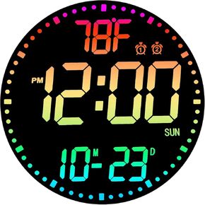 كبيرة 12 بوصة RGB تغيير ساعة الحائط الرقمي مع التحكم عن بُعد | ساعة شاشة LED مع 3 مستويات سطوع وعرض درجة الحرارة | مثالية للمنزل ، الصالة الرياضية ، الفصل الدراسي ، المكتب