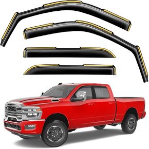 حراس المطر نافذة في القناة متوافقون مع دودج رام 2500 3500 2019-2025 Crew Cab Vent Vensors Window Window Window Difflectors Vental Vence Car Accessories-4 PCS 6-Q07
