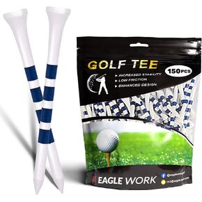 Bamboo Golf Tees, Four Size Options (1-1/2", 2-1/8", 2-3/4'' & 3-1/4''), Pack of 150/100 Professional Tees, Reduce Friction & Side Spin, More Sturdy and Stable Golf Tees