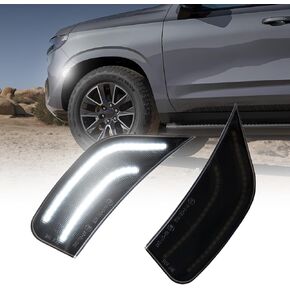 AUTOONE Upgraded LED Side Marker Lights White for 2021-2024 Yukon/Yukon Denali/Yukon XL/Tahoe/Escalade/Suburban/Escalade ESV, Smoked Lens Driver & Fender Side Markers, 2PCS