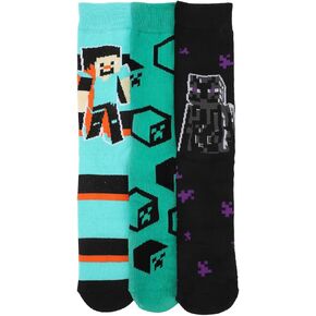 Bioworld Minecraft Characters & Icons Adult 3-Pair Casual Crew Socks