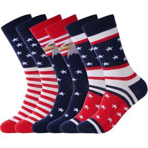 3 Pairs American Flag Socks for Men Women Patriotic Freedom Day Gifts with Stars Stripes Wedding Groomsmen Socks