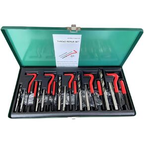 131 Piece Metric Helicoil Thread Repair Kit - Helicoil Repair Kit, with HSS Drills & Taps & Inserts & Metric M5 M6 M8 M10 M12 Thread Repair Kit