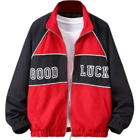 Girl's Graphic Letter Print Zip Up Jacket Long Sleeve Color Block Drop Shoulder Outerwear