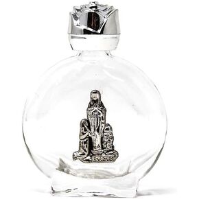 Blessed Holy Water - Round Glass Bottle FILLED with Lourdes Water