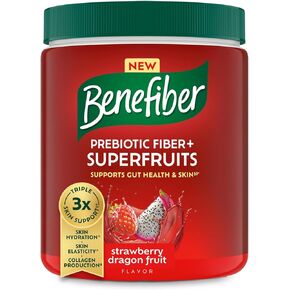Benefiber Prebiotic Fiber + Superfruits Dietary Supplement, Strawberry Dragon Fruit Flavor, 8.8 oz (250g), 25 Day Supply