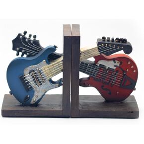 Bookends Guitar Vintage ، نهايات الكتب للأرفف ، غيتار ديلوكس ديكور مراهنات لعشاق موسيقى مكتب المزرعة