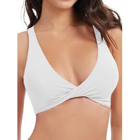 Annbon Women Triangle Bikini Top - Padded Sports Bra Swimsuit Built-in Bra Crisscross Back