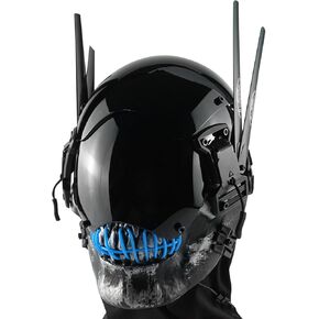 تأثيري قناع الشرير للرجال ، قناع جمجمة Cyberpunk مع LED Light ، قناع القناع التقني المستقبلي للبالغين